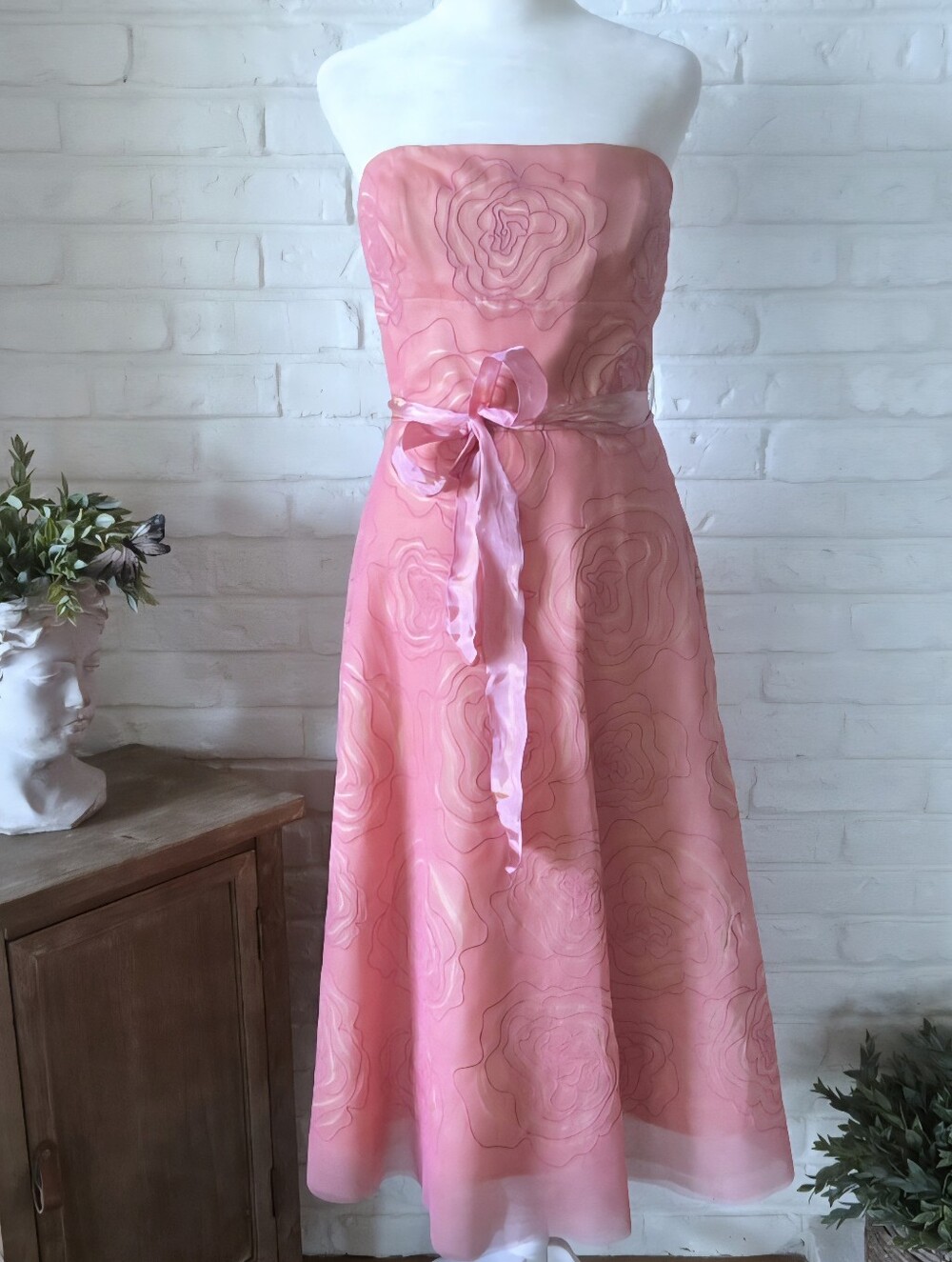 VTG Y2K BCBGMAXAZRIA Tea Dress, S, Party, Floral, Wedding Guest